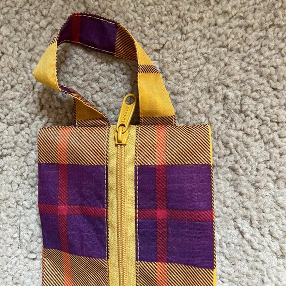 Rare BAGGU *Yellow Tartan Plaid* 3D Pouch, Small Size, Machine Washable, NWOT - Picture 7 of 9